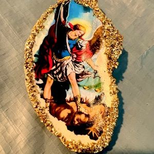 Handmade St Michael (Archangel) on shell